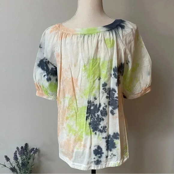 Elizabeth & James Tie Dye Cotton Blouse Size Medium | Button Front Full Sleeve - Picture 8 of 12